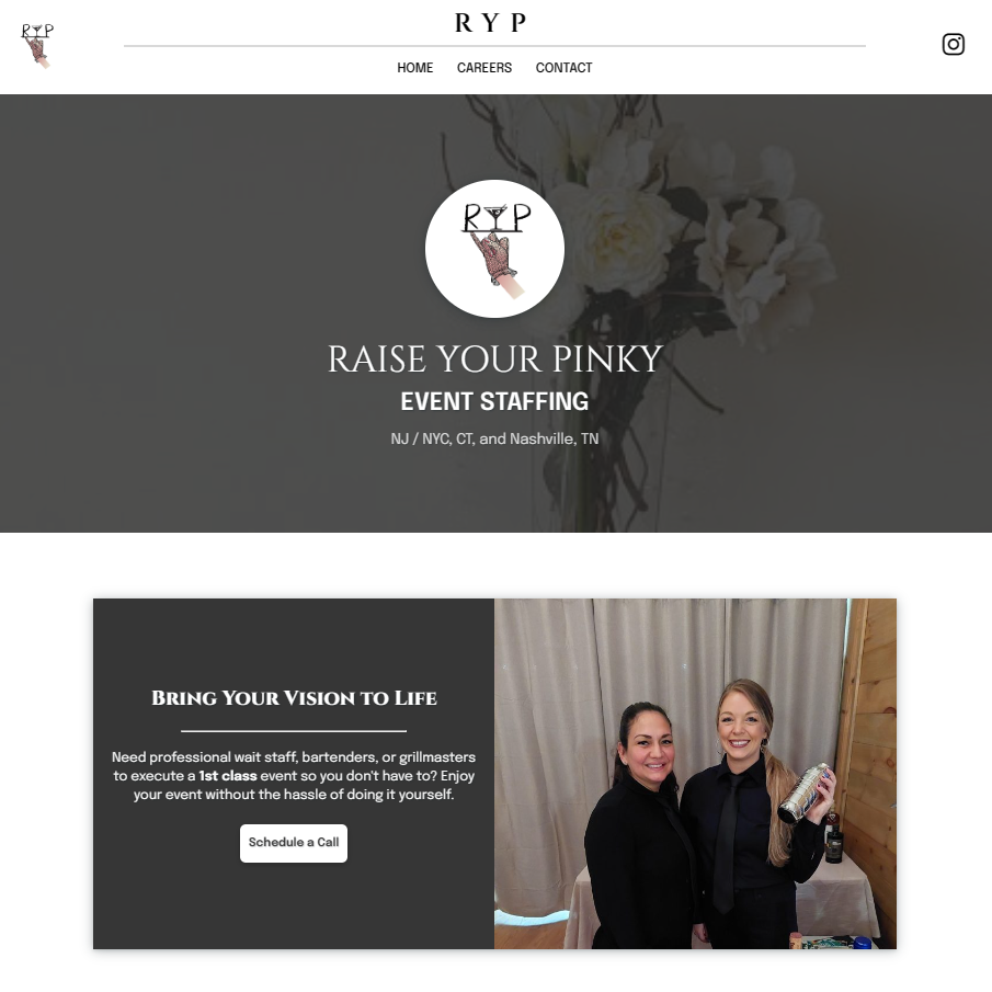Raise Your Pinky Event Staffing Website Design Showcase